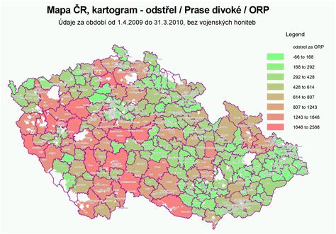 Mapa pozemků ve správě Lesů ČR .
